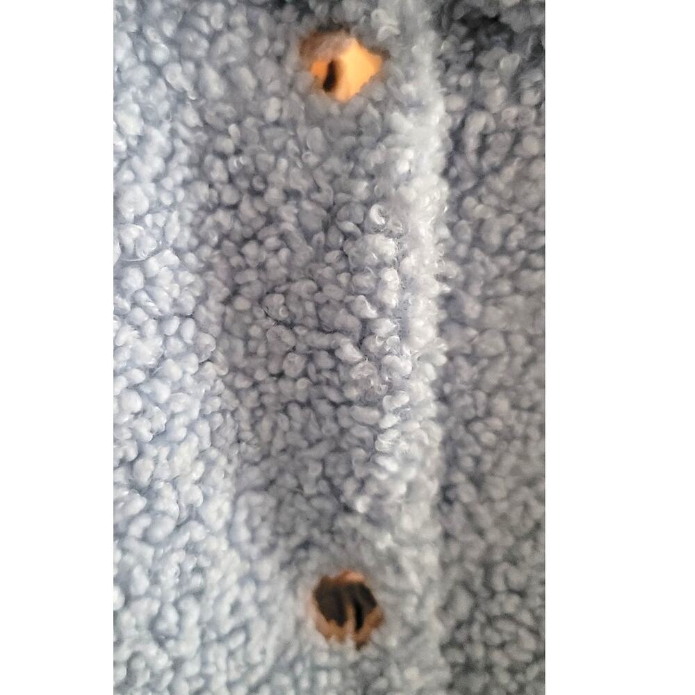 Soft Surroundings Contesse Long Sleeve Faux Sherpa Coat Carolina Blue Medium - Picture 7 of 11